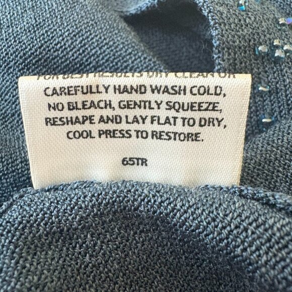 Eileen Fisher Womens Open Front Knit Sweater Cardigan Beaded Green Size S - Picture 10 of 14